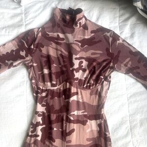 Pink army print body suit